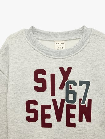 Baskılı Uzun Kollu Bisiklet Yaka Oversize Sweatshirt