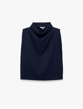 Boxy Fit Dik Degaje Yaka Kolsuz Bluz