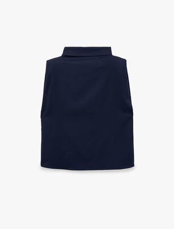 Boxy Fit Dik Degaje Yaka Kolsuz Bluz