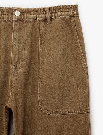 Normal Bel Pamuklu Rahat Kalıp Cepli Baggy Jean Pantolon