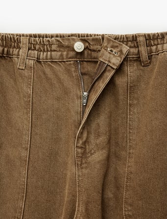 Normal Bel Pamuklu Rahat Kalıp Cepli Baggy Jean Pantolon