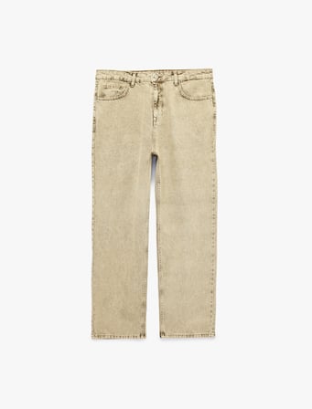 Pamuklu Rahat Kalıp Cepli Baggy Jean Pantolon