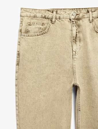 Pamuklu Rahat Kalıp Cepli Baggy Jean Pantolon