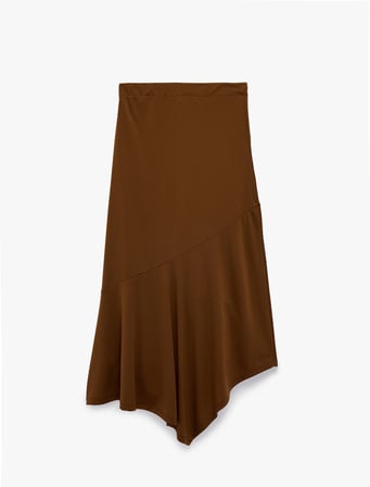 Slim Fit Asimetrik Midi Etek