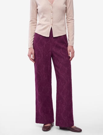 Straight Jakarlı Çiçek Desenli Bol Paça Pantolon
