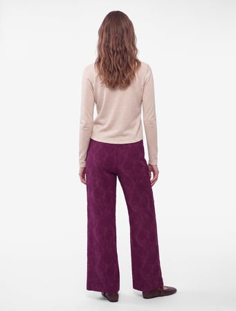 Straight Jakarlı Çiçek Desenli Bol Paça Pantolon
