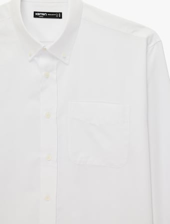 Pamuklu Düğmeli Yaka Oversize Uzun Kollu Oxford Gömlek