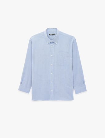 Pamuklu Düğmeli Yaka Oversize Uzun Kollu Oxford Gömlek