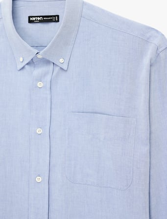 Pamuklu Düğmeli Yaka Oversize Uzun Kollu Oxford Gömlek