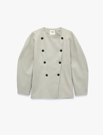 Asimetrik Kesim Uzun Kollu Düğmeli Kruvaze Blazer Ceket
