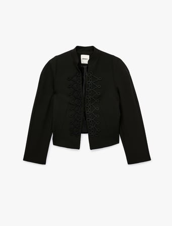 Süslü İşleme Detaylı Mandarin Yaka Uzun Kollu Blazer Ceket