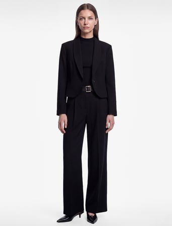 Regular Fit Geniş Yaka Uzun Kollu Düğmeli Blazer Ceket