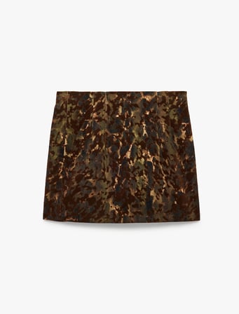 Pamuklu A Kesim Gabardin Kamuflaj Desenli Mini Etek