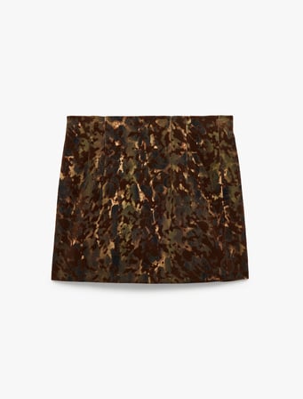 Pamuklu A Kesim Gabardin Kamuflaj Desenli Mini Etek