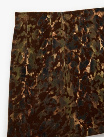 Pamuklu A Kesim Gabardin Kamuflaj Desenli Mini Etek