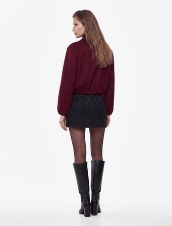 A Kesim Normal Bel Regular Fit Pamuklu Jakarlı Mini Etek
