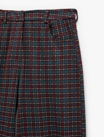 Normal Bel Cepli Ekose Desenli Balon Fit Barrel Pantolon