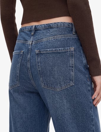 Pamuklu Fermuarlı Düşük Bel Düğmeli Baggy Denim Pantolon - Baggy Jeans