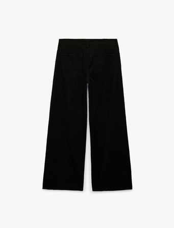 Normal Bel Fermuarlı Cepli Bol Kalıp Denim Pantolon - Loose Straight Fit Jean