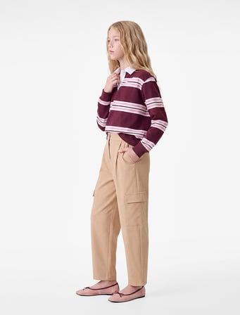 Gabardin Barrel Pantolon Kargo Cepli Yüksek Bel Bol Kesim 
