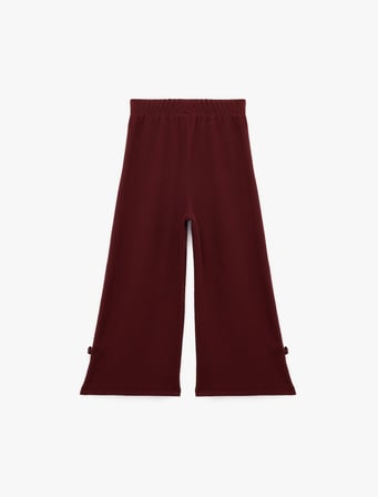 Fiyonklu Pamuklu Beli Lastikli Kaşkorse Geniş Paça Pantolon