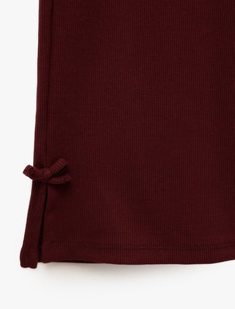 Fiyonklu Pamuklu Beli Lastikli Kaşkorse Geniş Paça Pantolon