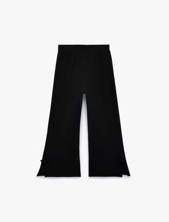 Fiyonklu Pamuklu Beli Lastikli Kaşkorse Geniş Paça Pantolon