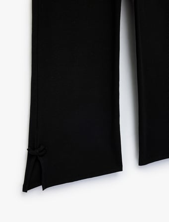 Fiyonklu Pamuklu Beli Lastikli Kaşkorse Geniş Paça Pantolon