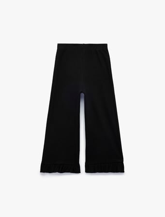 Beli Lastikli Fırfırlı Pamuklu Kaşkorse Pantolon