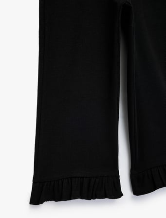 Beli Lastikli Fırfırlı Pamuklu Kaşkorse Pantolon