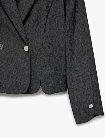 Slim Fit Uzun Kollu Düğmeli Şal Yaka Kruvaze Blazer Ceket