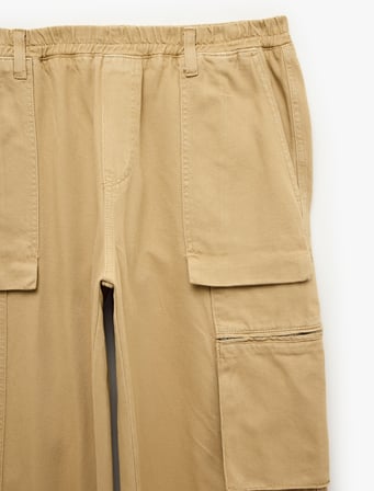 Pamuklu Rahat Kalıp Beli Lastikli Kargo Cepli Jean Pantolon