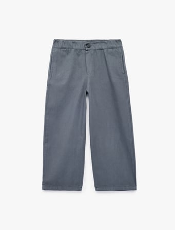 Beli Lastikli Düğmeli Bol Kesim Pamuklu Gabardin Balon Pantolon