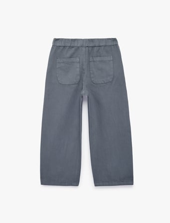 Beli Lastikli Düğmeli Bol Kesim Pamuklu Gabardin Balon Pantolon