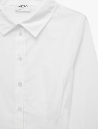 Slim Fit Uzun Kollu Klasik Yaka Pamuklu Poplin Gömlek