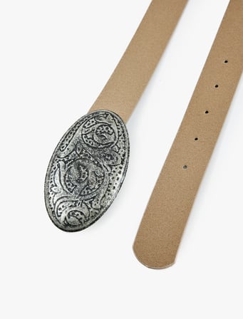 Kabartma Desenli Oval Toka Detaylı Kemer