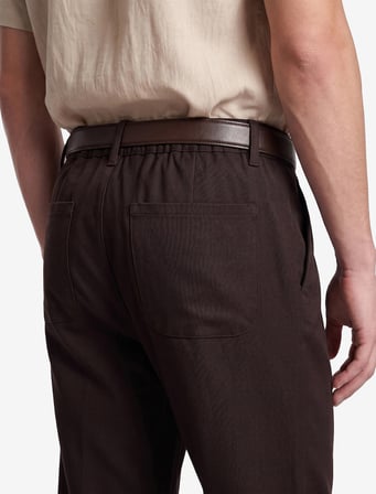 Beli Lastikli Düğmeli Viskon Karışımlı Cepli Kumaş Pantolon