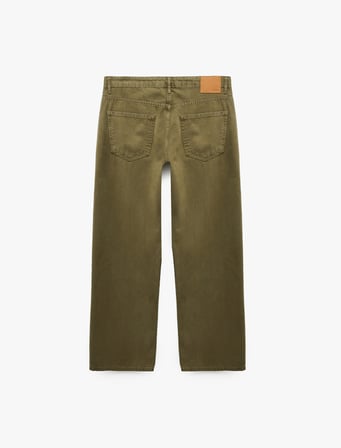 Normal Bel Cepli Pamuklu Bol Kalıp Düz Paça Pantolon - Loose Straight Fit Jean