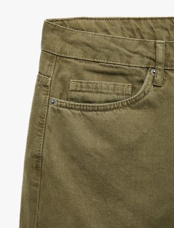 Normal Bel Cepli Pamuklu Bol Kalıp Düz Paça Pantolon - Loose Straight Fit Jean