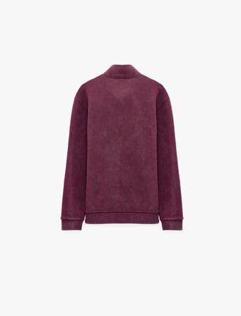 Şardonlu Rahat Kalıp Yıkamalı Uzun Kollu Yarım Fermuarlı Sweatshirt