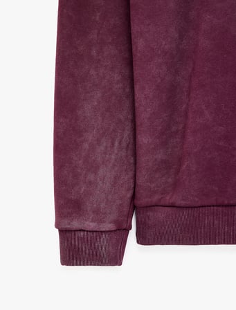 Şardonlu Rahat Kalıp Yıkamalı Uzun Kollu Yarım Fermuarlı Sweatshirt