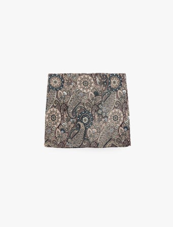 Koton X Selected by Melis Ağazat - A Kesim Slim Fit Çiçekli Şal Desenli Mini Etek