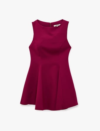 Slim Fit Bisiklet Yaka Kolsuz Mini Kloş Elbise