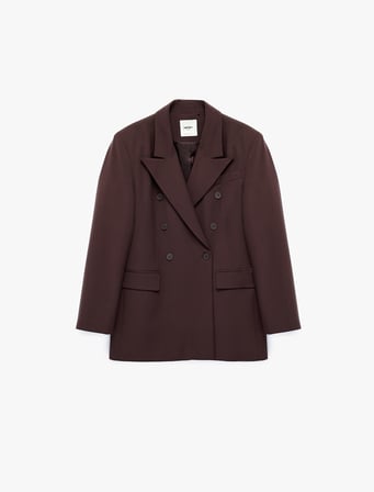Viskon Karışımlı Cepli Düğmeli Uzun Kollu Kruvaze Blazer Ceket