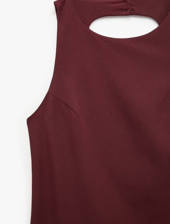 Kolsuz Bisiklet Yaka A Kesim Sırt Detaylı Mini Elbise