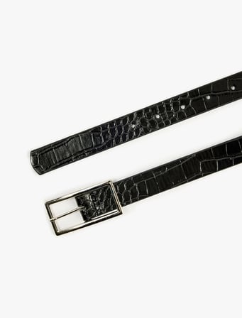 Metal Toka Detaylı Krokodil Görünümlü Suni Deri Kemer