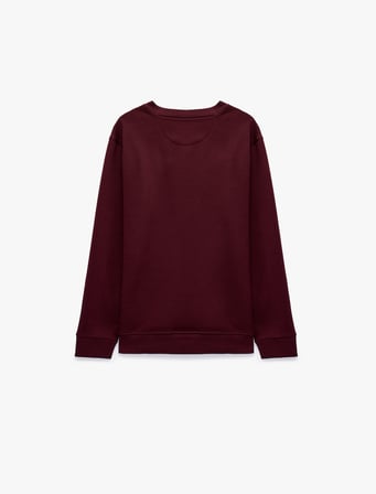 Uzun Kollu Şardonlu Bisiklet Yaka Baskılı Sweatshirt