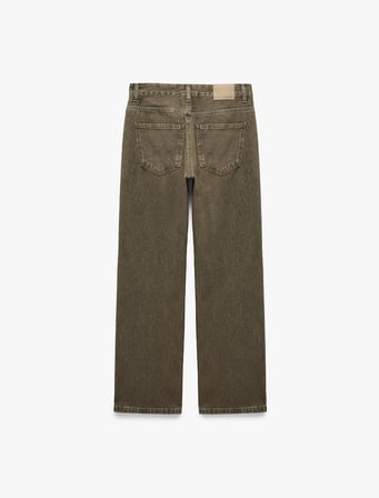 Normal Bel Uzun Düz Paça Cepli Düğmeli Denim Pantolon - Longer Straight Fit Jeans
