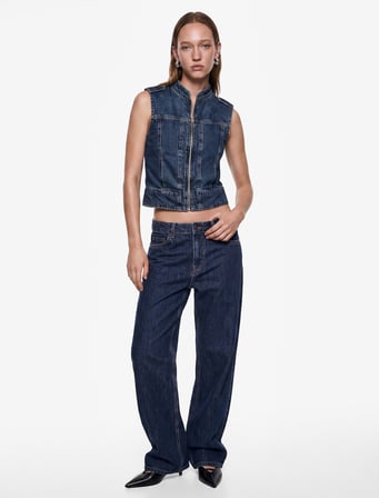 Cepli Düğmeli Normal Bel Düz Paça Denim Pantolon - Straight Fit Jeans