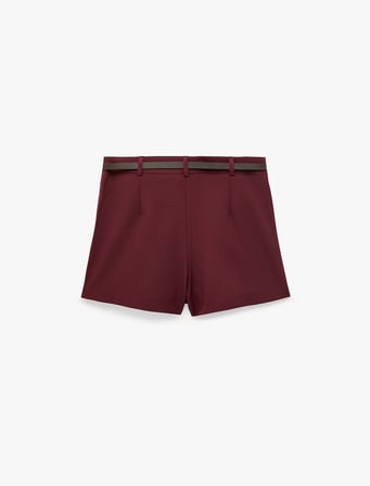 Kemerli Cepli Slim Fit A Kesim Mini Etek